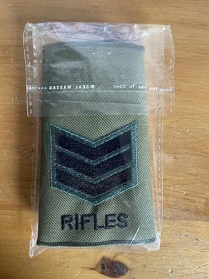 British Military Issue Olive Green The Rifles Regiment Sergeant Rank Slides  - Image 1 of 2