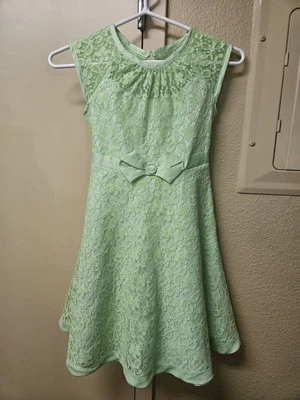 粉彩绿色 Jona Michelle 女孩 8 码复活节/教堂连衣裙 — 第 1/4 张图片