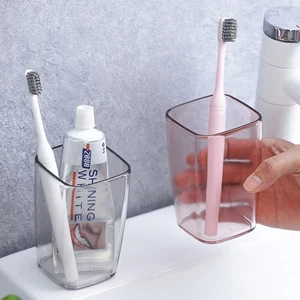 2 Pezzi Tazza Lavaggio Amanti Viaggio Tazza per Spazzolino Trasparente Bagno Acqua Bevanda - Foto 1 di 12