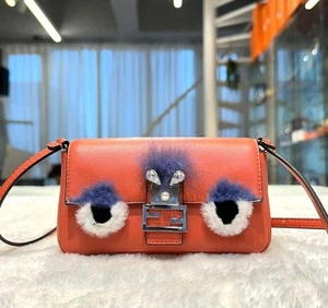 Fendi Doll Baguette Mini Crossbody Bag Orange Pink Coral E031608 148576465 - Picture 1 of 8