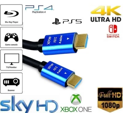 PREMIUM ULTRAHD HDMI CABLE HIGH SPEED 4K 2160p 3D LEAD 0.5m/1m/2m/3m/4m/5m/10/15 - Image 1 of 4