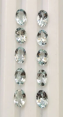 6X4 mm Oval Cut Natural Blue Aquamarine Faceted Calibrated Gemstone 10 Piece Lot - Image 1 of 4