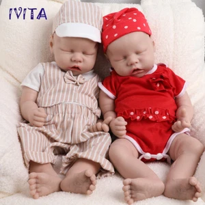 IVITA 18" Eyes Closed Reborn Baby Full Body Floppy Silicone Lifelike Doll - Picture 1 of 26