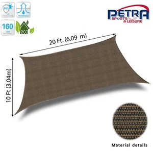 Tono de vela rectangular Petra's 20x10 pies (marrón). Tela duradera para patio exterior - Imagen 1 de 3
