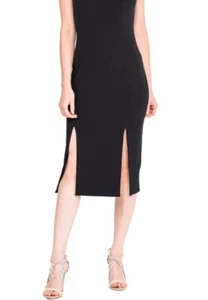 Eva Varro Tank Midi Dress 1 Front Slits Black Size Medium *$200 Retail Bodycon - Picture 1 of 6