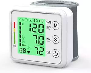 Automatic Digital Wrist Blood Pressure Monitor BP Machine LCD Sphygmomanometer - Picture 1 of 12