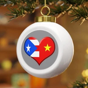 Adorno Bola de Navidad Puertorriqueño Vietnamita Cultural Festivo Decoración de Vacaciones - Imagen 1 de 9