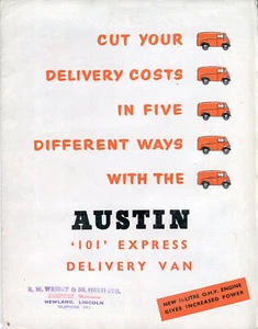 Austin 101 Express Delivery Van 1957 UK market colour sales brochure - Picture 1 of 1