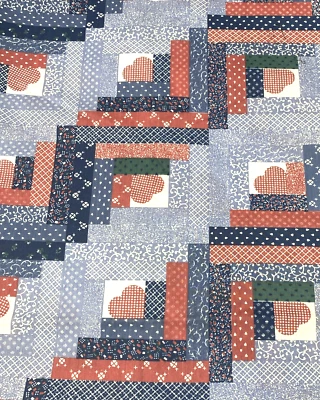 Tela de algodón edredón tramposo retazos cabina troncos corazón rojo azul verde por #11 Foto 1 de 4