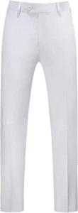 Mens Dress Pants Slim Fit Solid Color Skinny Trousers 32W x 31L, White  - Picture 1 of 7