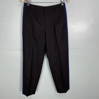Club Monaco Ryanne CB Pant Tuxedo Side Stripe Black Blue Sz 6 Cropped Pants - Image 1 of 4