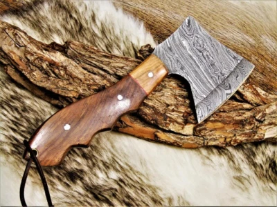 Axt Damast Stahl mit Scheide handgeschmiedet Mittelalter Axt MAQ2418 - Bild 1 von 4