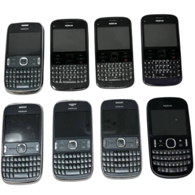 Lot of 8 Cell Phones Nokia Asha 201 302 E5 QWERTY Keyboard Camera Bluetooth 3G - Image 1 of 4