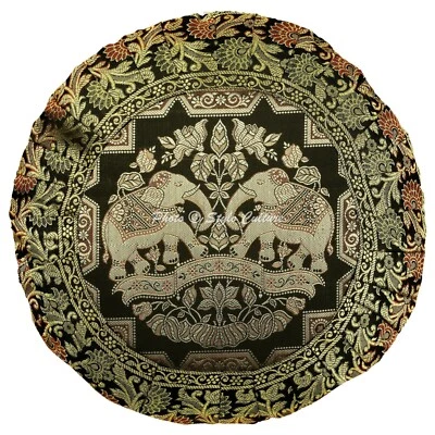 Brocade Jacquard Cushion Cover Boho Elephant Pillow Case Hippie Gypsy Home Decor - Image 1 of 4