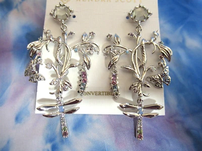 Kendra Scott Devin Convertible Statement Earrings Silver Mother Of Pearl NWT - Image 1 of 4