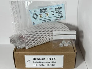 RENAULT 18 TX #8 SOTO-CHRISTIE RALLY ARGENTINA 1986 1:43 Transkit New!! - Foto 1 di 9