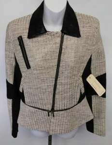 Chaqueta Blazer Nicole Miller Artelier Blanco y Negro Talla M Nueva Con Etiquetas - Imagen 1 de 11