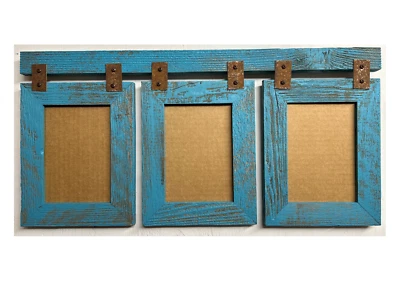 4x6 multi  collage rustic barn barnwood picture frame distressed wood weathered - Image 1 of 4