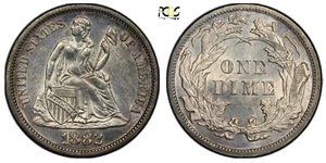 1882 P Sentated Liberty Dime 10c PCGS como nueva 65 Maravillosa Moneda Original - Imagen 1 de 4