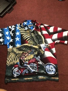 CLUB N SHIRT Kurzarmshirt American Flag And Rider Print Größe L - Bild 1 von 5