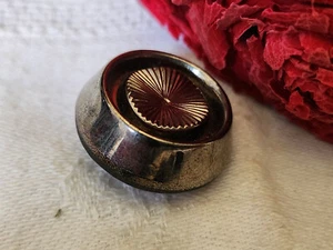 Gros bouton anciien en verre argenté haut 2,2 cm pied D13K - Bild 1 von 5