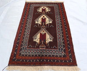 3x5 Geometric Vintage Rug/ Afghan Hand Knotted Balochi Entry Way Rug/ Kids Rug - Picture 1 of 12