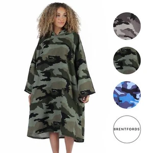 Brentfords Camo Adult Towel Poncho Oversized Quick Dry Hooded Bath Changing Robe - Picture 1 of 18