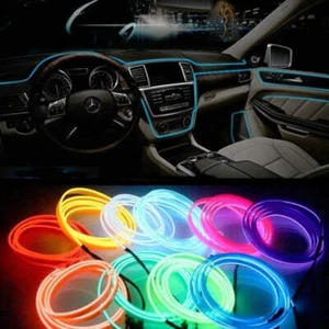 1M/3M/5M Auto Rope Tube Line Flexible Neon Light Car Interior Lighting LED Strip - Picture 1 of 34