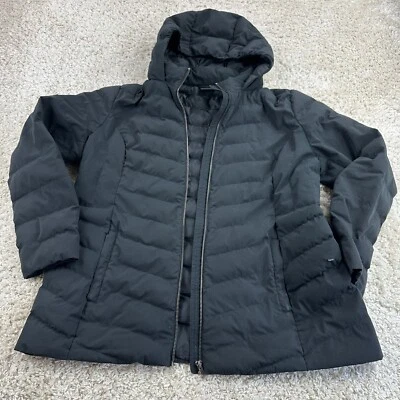 Abrigo de invierno 32 Heat para mujer talla XL chaqueta acolchada negro liso con capucha Foto 1 de 4