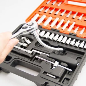 53PCS Socket Wrench Set CRV 1/4" Drive Metric Flexible Extension Bar - Picture 1 of 4