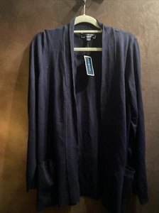 Cárdigan Karen Scott L Nuevo con Etiquetas Túnica Largo Azul Intrepido $50 🧡 - Imagen 1 de 11