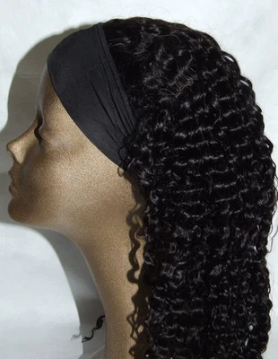 Eayon Curly Brazilian Virgin Human Hair Headband Wig - Black 10A Color - Image 1 of 4