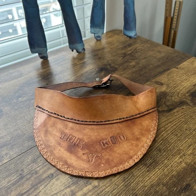 Vintage Tooled Leather Sun Visor Hat “THE KID” Custom Steer Western 70s Turtle - Image 1 of 4