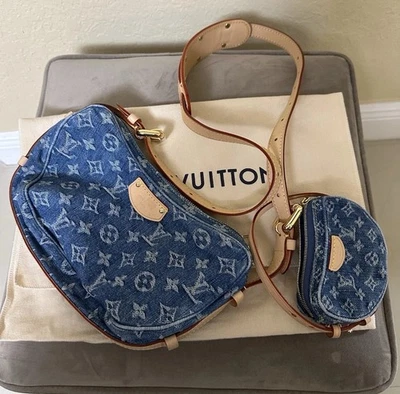 Bolso de hombro Louis Vuitton croissant denim con monograma Foto 1 de 4