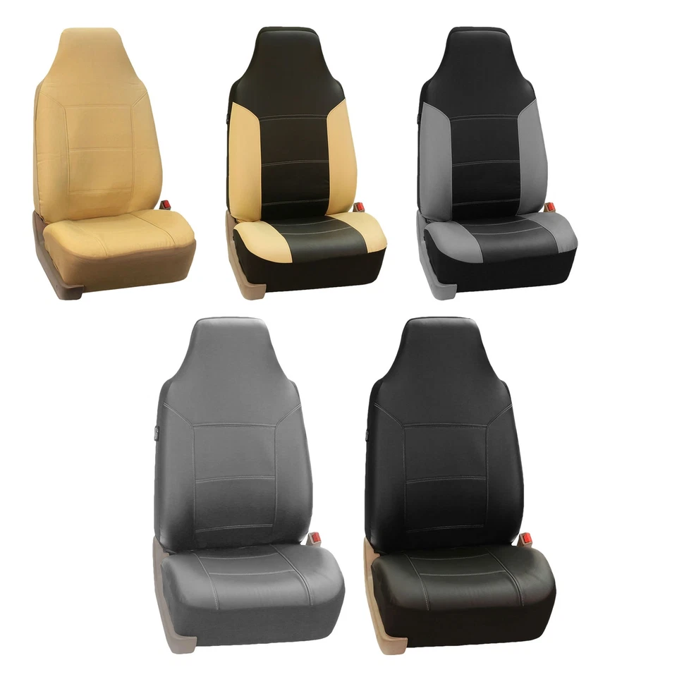 Fundas de asiento universales de cuero real aptas para auto camión SUV furgoneta - Juego completo Foto 1 de 2