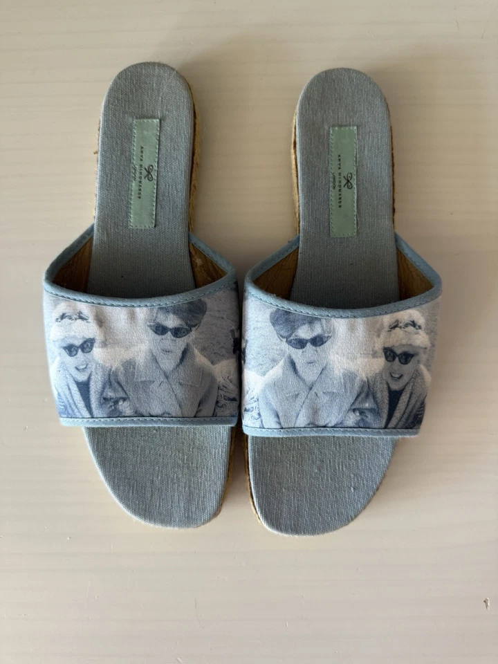 Anya Hindmarch ‐ Sandalia Azul Risa Damas TALLA 39 RARA Usada Una Vez Foto 1 de 2