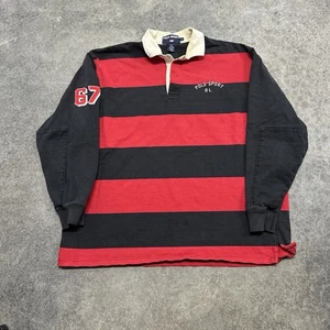 Vintage 90’s Polo Sport Ralph Lauren Polo Bear USA Striped Rugby Shirt Men's XL - Picture 1 of 4