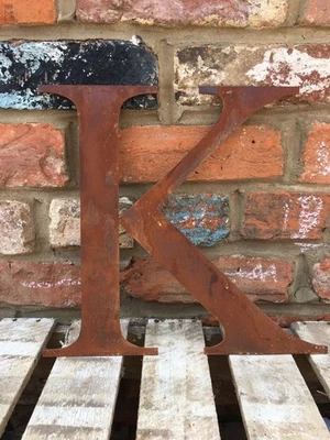 Rustic Metal Letter K 12” Tall – Classic Font Rusty Sign Home Garden Decoration - Image 1 of 4