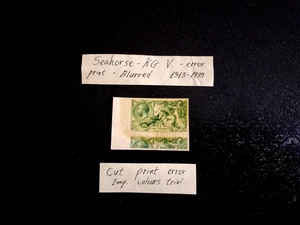 ~ GB KGV - 1913- 1939 - SEAHORSE IMP. COLOURS EXPERIMENT PRINT- CUT ERROR 105 - Picture 1 of 2