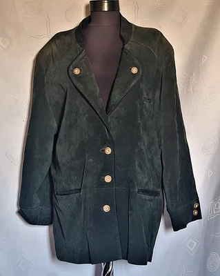 CHAQUETA VINTAGE DISTLER TRACHTEN OKTOBERFEST DIRNDL CUERO MUJER ABRIGO US16 EU44 Foto 1 de 4