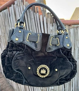JUICY COUTURE Designer Tasche braun Samt Leder *NEU Hingucker Style ORIGINAL RAR - Bild 1 von 4
