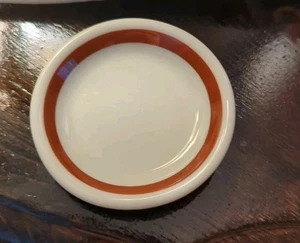 VINTAGE BUTTERPAT Tee Salz 195O'S RESTAURANT STIL WEISS MIT BRAUNEN KREISEN - Bild 1 von 4