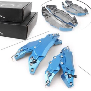3D-Metall-Bremssattelabdeckungen vorne und hinten groß + mittelgroßes Auto blau - Picture 1 of 8