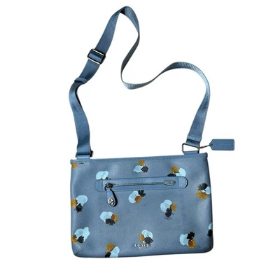 Bolso Bandolera Coach Azul Estampado Floral Correa Logo Foto 1 de 4