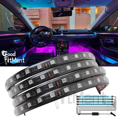 4Pcs 72 LED RGB Car Interior Floor Atmosphere Light Strips APP For Volkswagen VW - Image 1 of 4