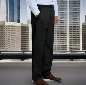 Pantalones informales Penbrook negros para hombre con cremallera/cintura elástica X 2 pares sin arrugas talla 3 X - Imagen 1 de 3