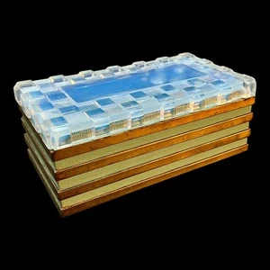 SABINO Frankreich GROSSE ART DECO BOX 1930 Deckel Opalglas und Messing - Bild 1 von 24