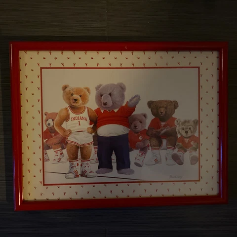 INDIANA UNIVERSITY BASKETBALL BOBBY KNIGHT BEAR 12x16 FRAMED POSTER Cover