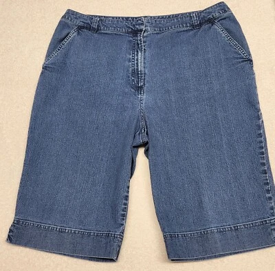 Kim Rogers ~ Pantalones cortos de jean para mujer ~ Talla 16 ~ Azul ~ Puños Foto 1 de 4