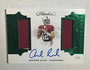 2018 Flawless Collegiate Andrew Luck Game Worn Patch Auto /5 Stanford - Picture 1 of 2